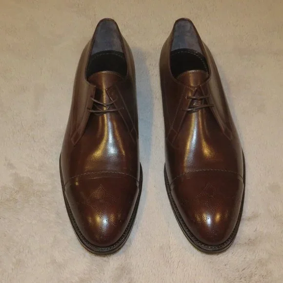 Louis Vuitton Brown Leather Captoe Flower Medallion Dress Shoes 9.5 NWB Louis Vuitton Louis Vuitton,Brown leather Shoes,Size 42  main image 2